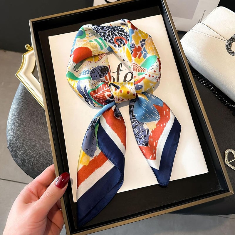 Sumolux Head Hair Scarf for Women Like Satin Silk Scarf Bandana Hair Wrapping Night Large Square Scarves 27.5" - Image 5